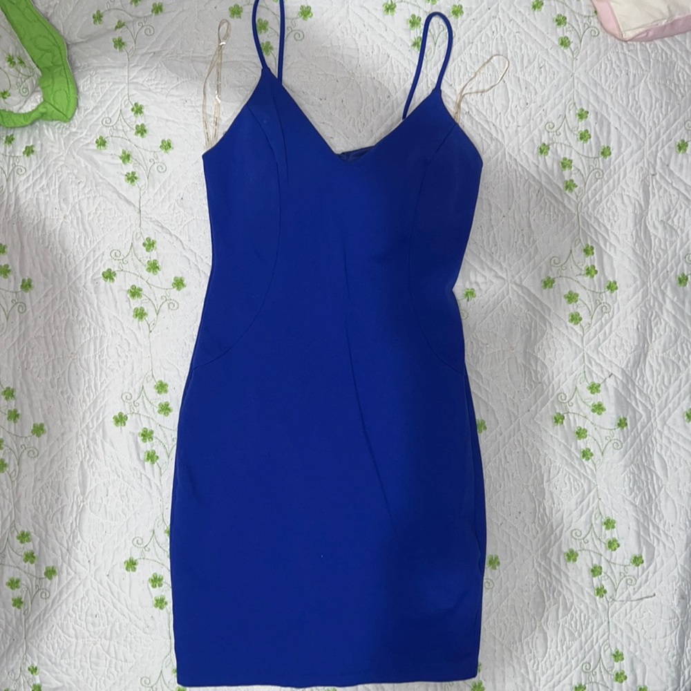 Blue bodycon mini dress